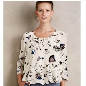 Anthropologie Maeve On the Town Violin Silk Blouse 4